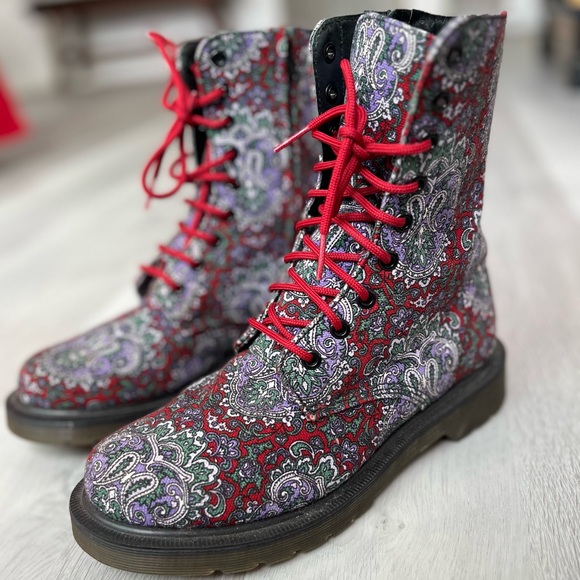 Dr. Martens Shoes - Y’s YOSHI YAMAMOTO DR MARTEN LEATHER PAISLEY COMBAT BOOTS COACHELLA FESTIVAL 7.5